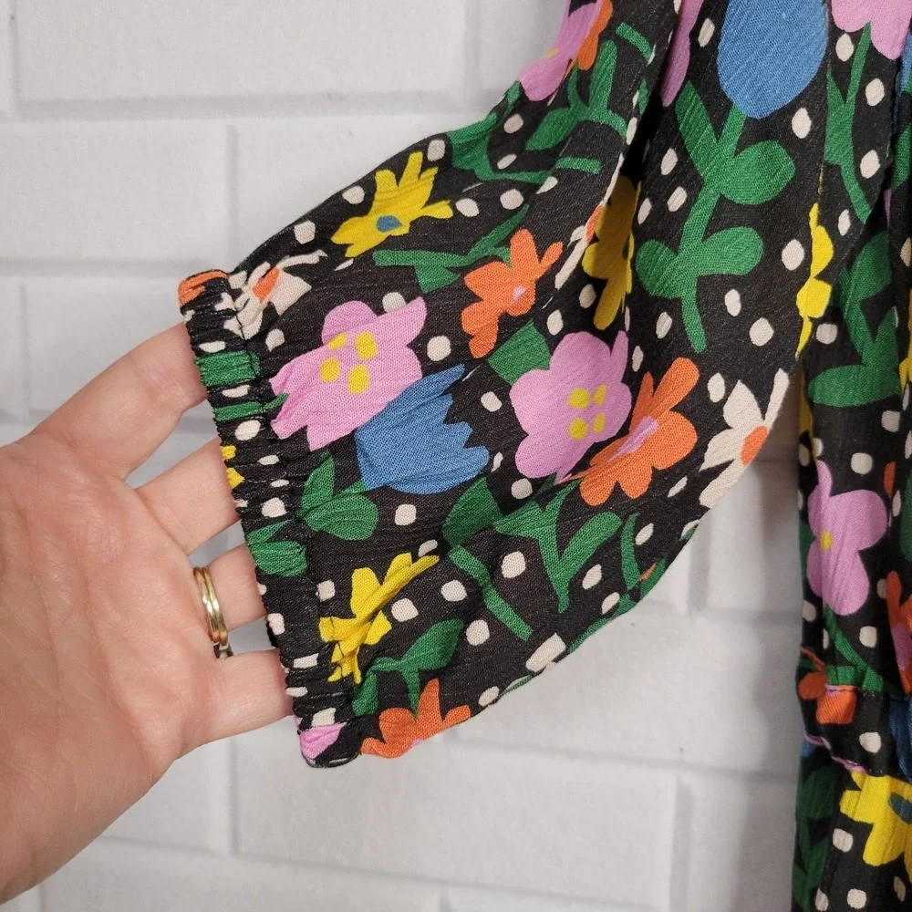 FRESHA LONDON Anita Dress‎ size Small black floral mini casual ruffle coquette